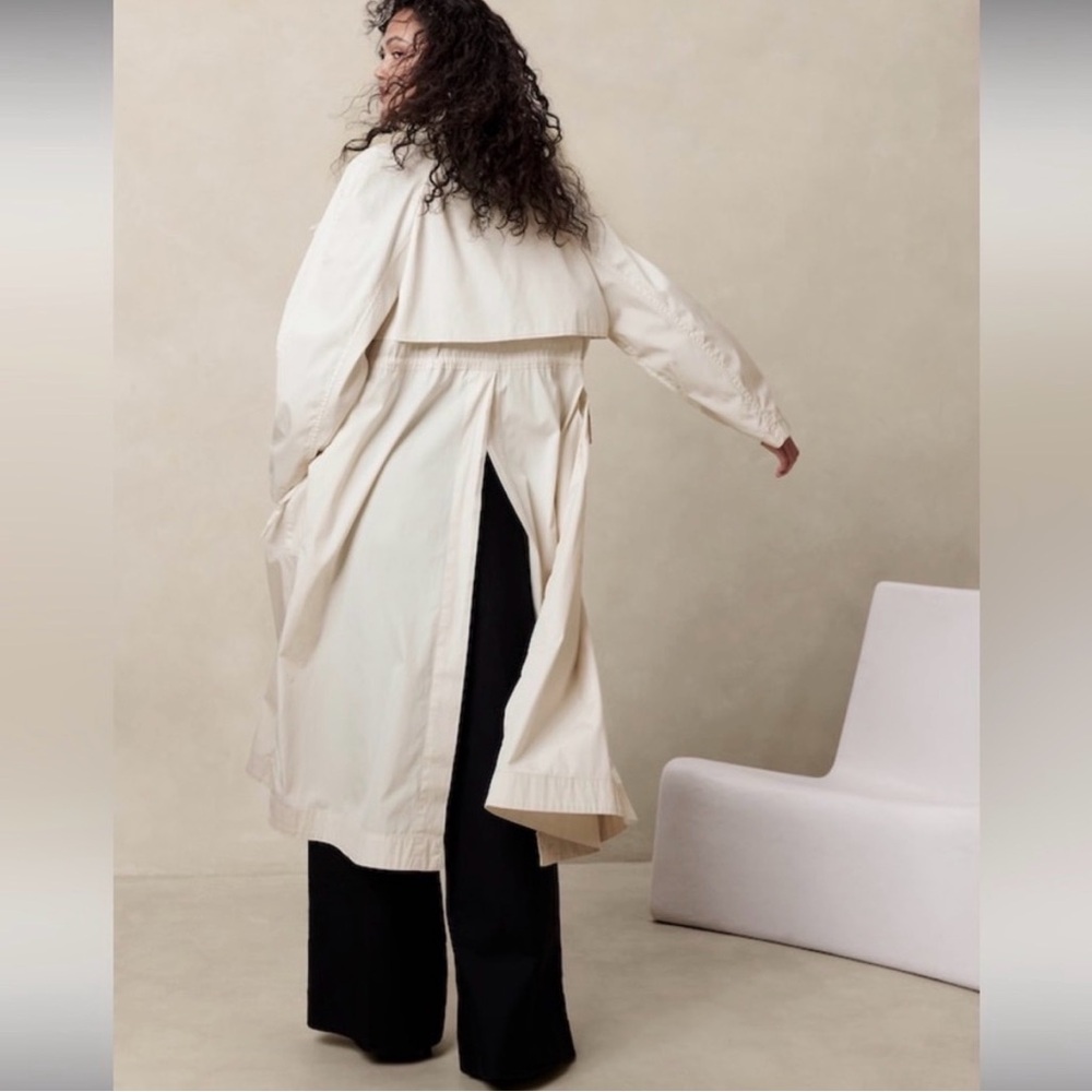 Banana Republic Poplin Trench Coat in Ivory Size XS - Picture 2 of 7